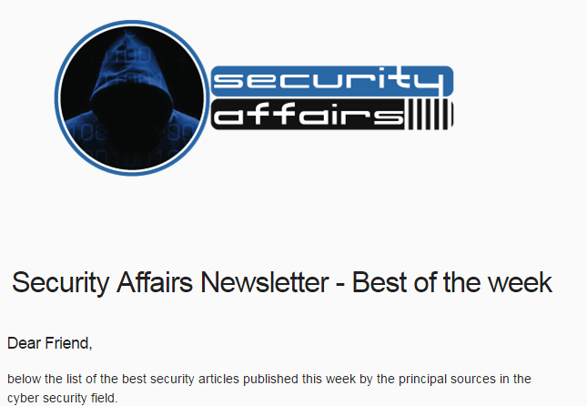 Security Affairs newsletter Round 430 by Pierluigi Paganini – International edition